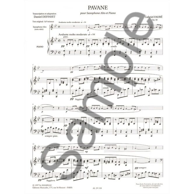 FAURE, GABRIEL.- PAVANE OP.50 SAMPLE