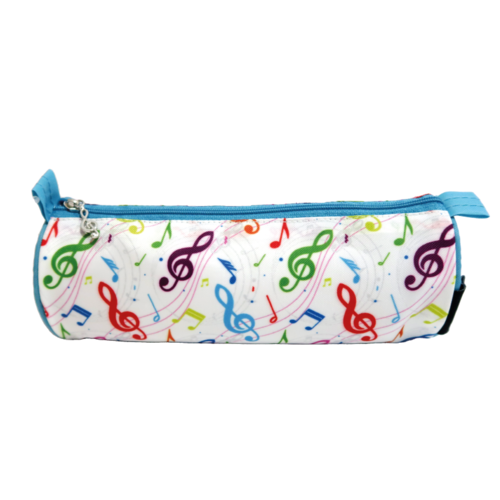 Trousse  crayons ronde blanche Notes de couleur