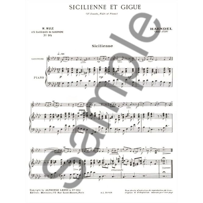 HAENDEL, GEORGE FRIEDRICH.- SICILIENNE ET GIGUE SAMPLE