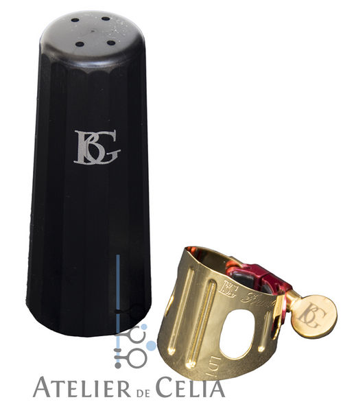 Ligature et Couvre bec Clarinette Sib ou Saxophone Alto BG Duo LD-1 plaqu Or 24K