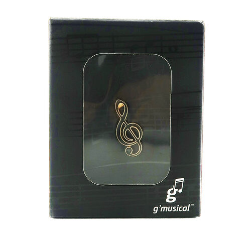 Pin Clé de sol Noir Doré 18k