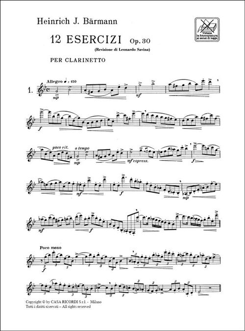 BARMANN.- 12 EXERCICES OP.30 SAMPLE