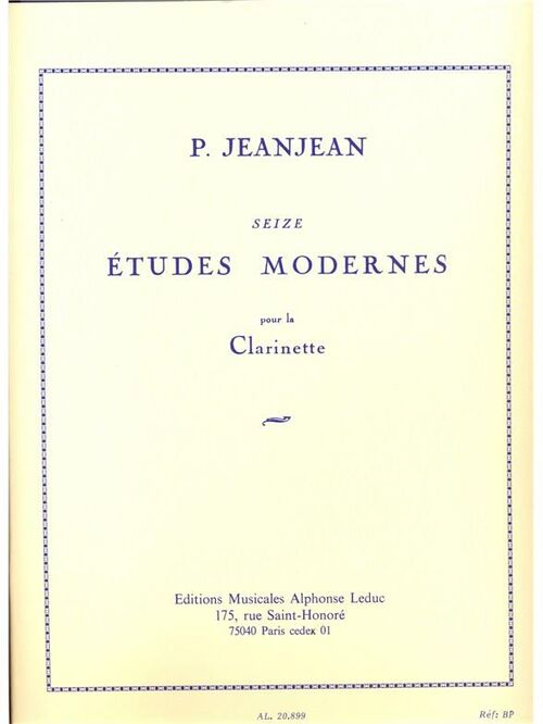 JEANJEAN, P.- SEIZE (16) TUDES MODERNES CLARINETTE