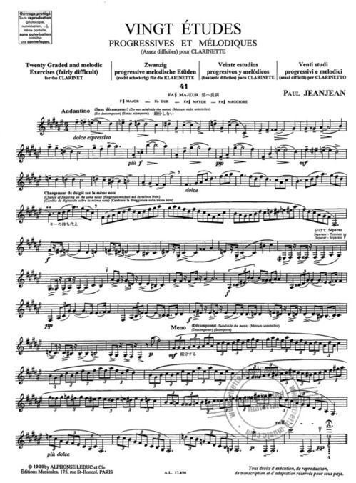 JEANJEAN, PAUL.- VINGT CINQ (25) ÉTUDES TECHNIQUES ET MELÓDIQUES VOL1 SAMPLE 1