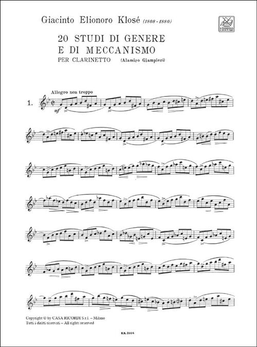 KLOSE, HYANCITHE-ELONORE.- 20 ETUDES DE GENRE ET MECANISME (GIAMPIERI) SAMPLE