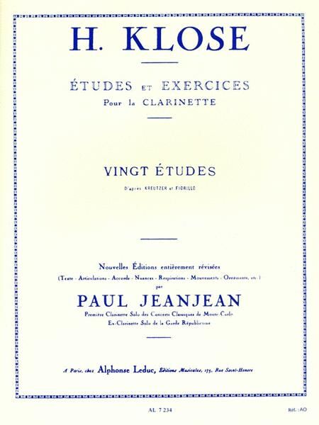 KLOSE, HYANCITHE-ELONORE.- VINGT (20) ETUDES DAPRES KREUTZER ET FIORILLO (JEANJEAN)