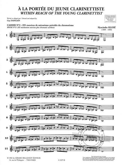 KLOSE.-A LA PORTE DU JEUNE CLARINETTISTE 2: 295 EXERCISES DE MCANISME VOL.2