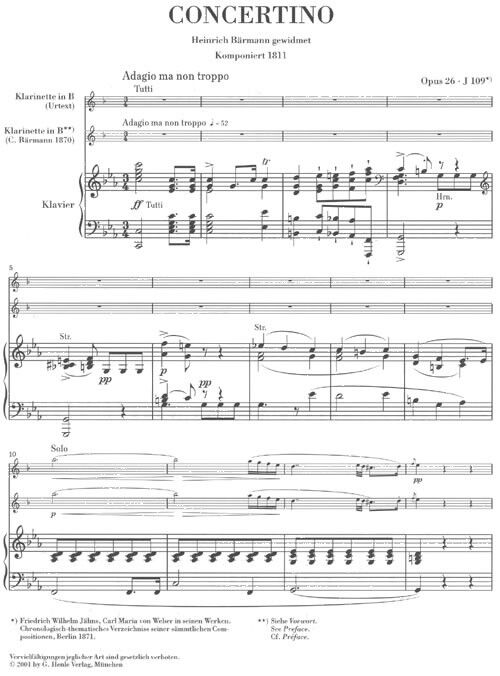 WEBER, CARL MARIA VON.- CONCERTINO OP.26 CLARINETTE ET PIANO SAMPLE 1