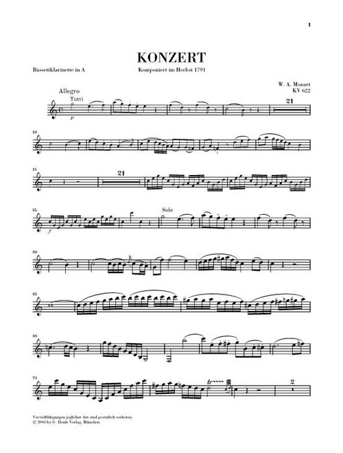 MOZART, W.A.-CONCERTO CLARINETTE LA MAJEUR KV.622 URTEXT SAMPLE 2