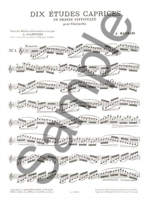 MAGNANI, AURELIO.- DIX (10) ETUDES CAPRICES DE GRANDE DIFFICULT SAMPLE