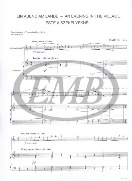BARTOK, BELA.- UNE SOIRÉE AU VILLAGE SAMPLE