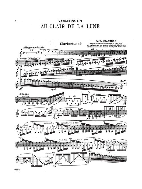 JEANJEAN, PAUL.- VARIATIONS ON AU CLAIR DE LA LUNE SAMPLE 2