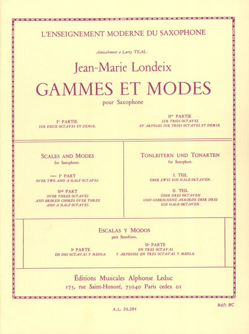 LONDEIX, JEAN MARIE.- GAMMES ET MODES VOL.1