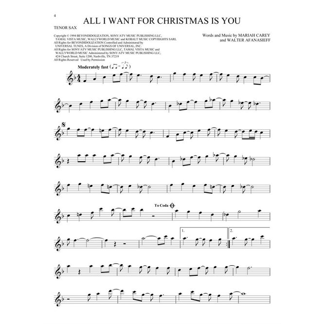 101 CHRISTMAS SONGS SAMPLE TENOR SAX