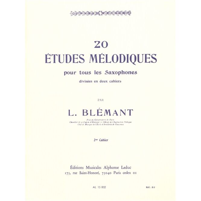 BLEMANT, LOUIS.- 20 ETUDES MELODIQUES 2 SAXO