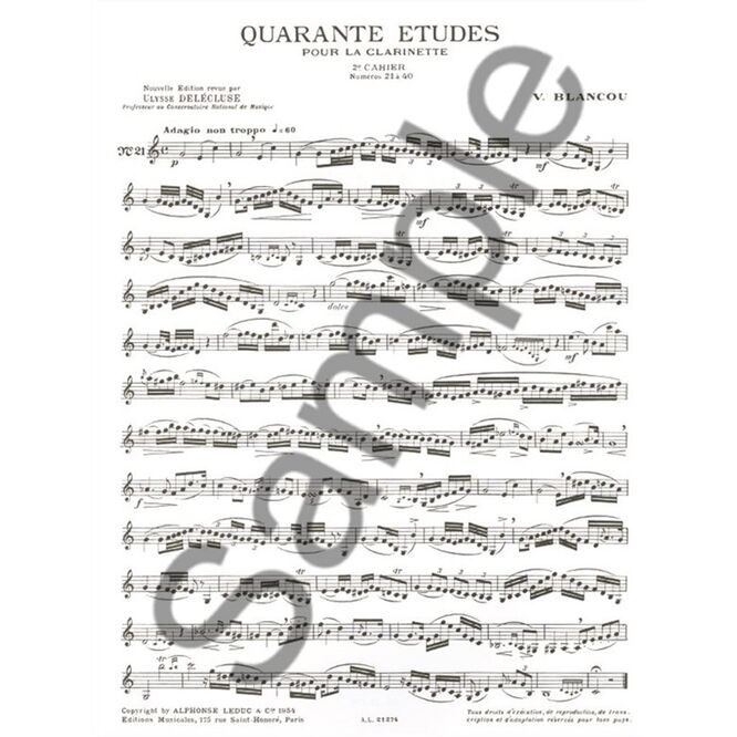 BLANCOU, VICTOR.- 40 ETUDES CAHIER 2 SAMPLE