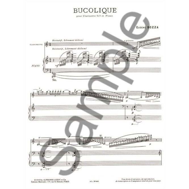 BOZZA, EUGENE.- BUCOLIQUE CLARINETTE ET PIANO SAMPLE