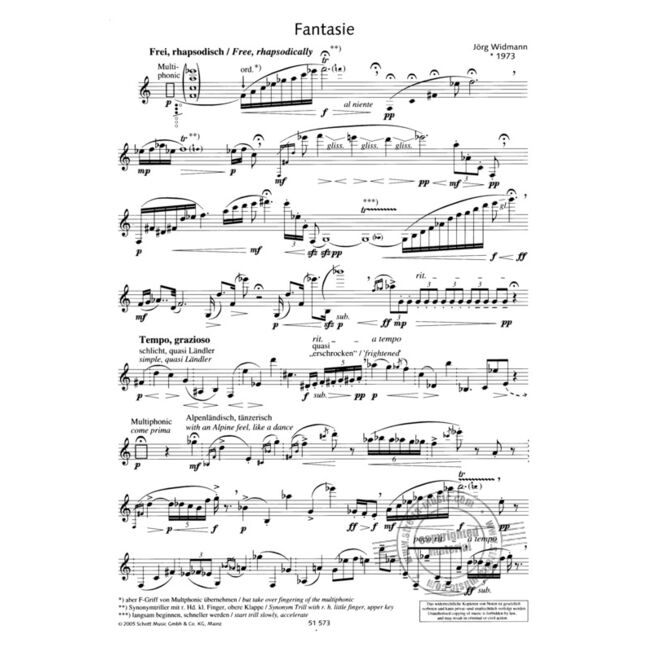 WIDMANN, JORG.- FANTASIE SAMPLE